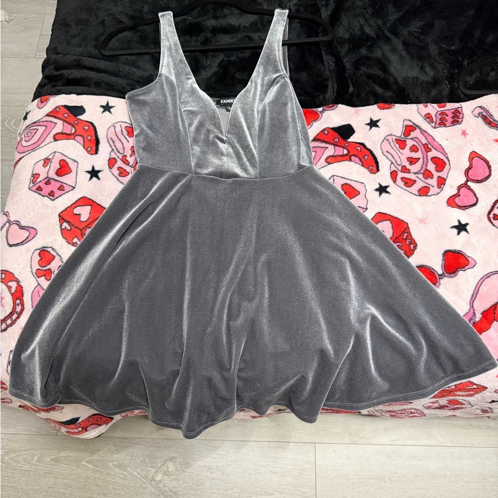 Express Silver V-Neck Dress